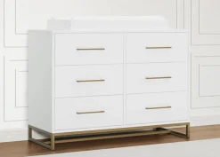 Dressers & Changing Tables|Dressers*Delta Children Jade 6 Drawer Dresser with Interlocking Drawers Bianca White with Melted Bronze (186)