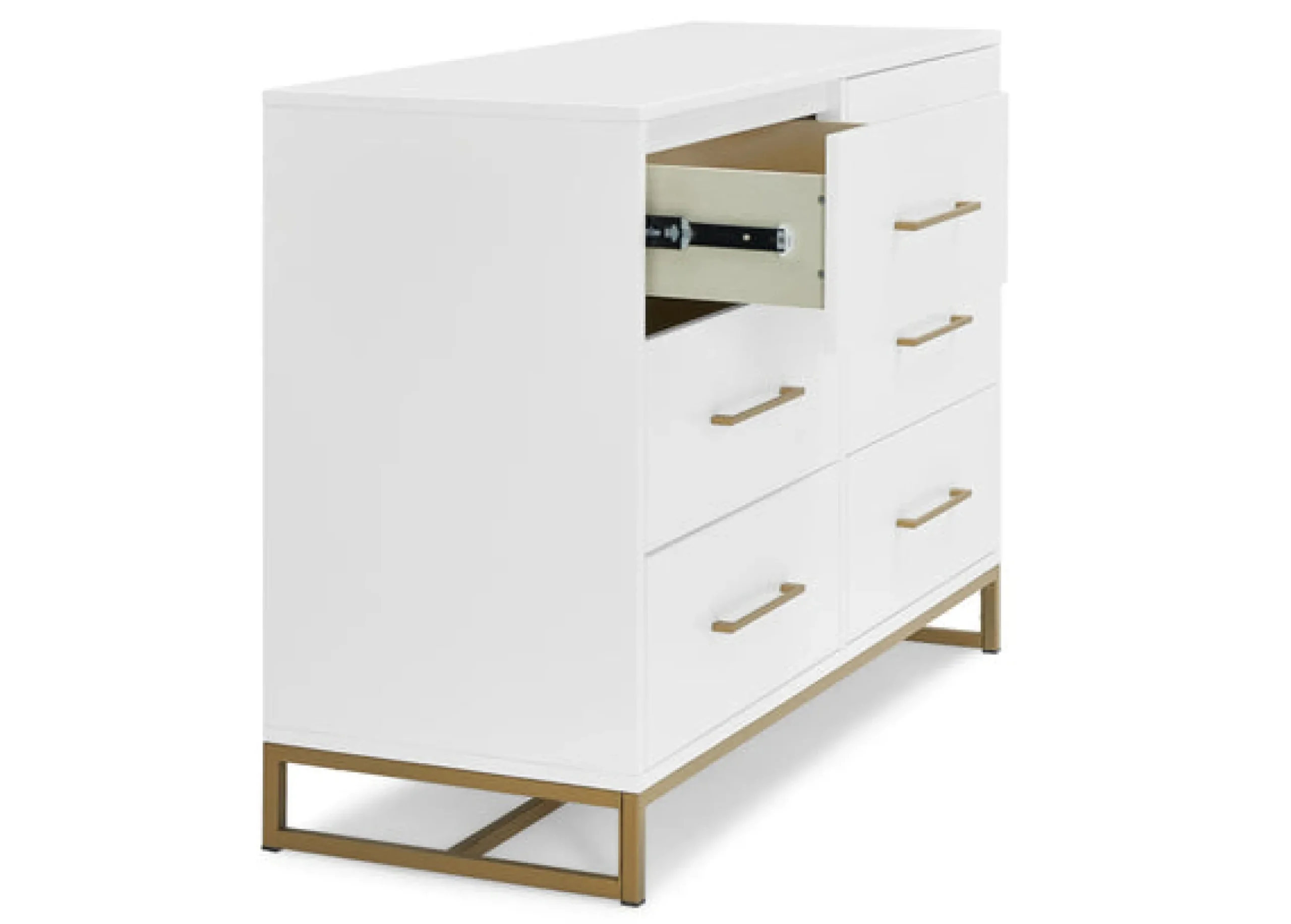 Dressers & Changing Tables|Dressers*Delta Children Jade 6 Drawer Dresser with Interlocking Drawers Bianca White with Melted Bronze (186)