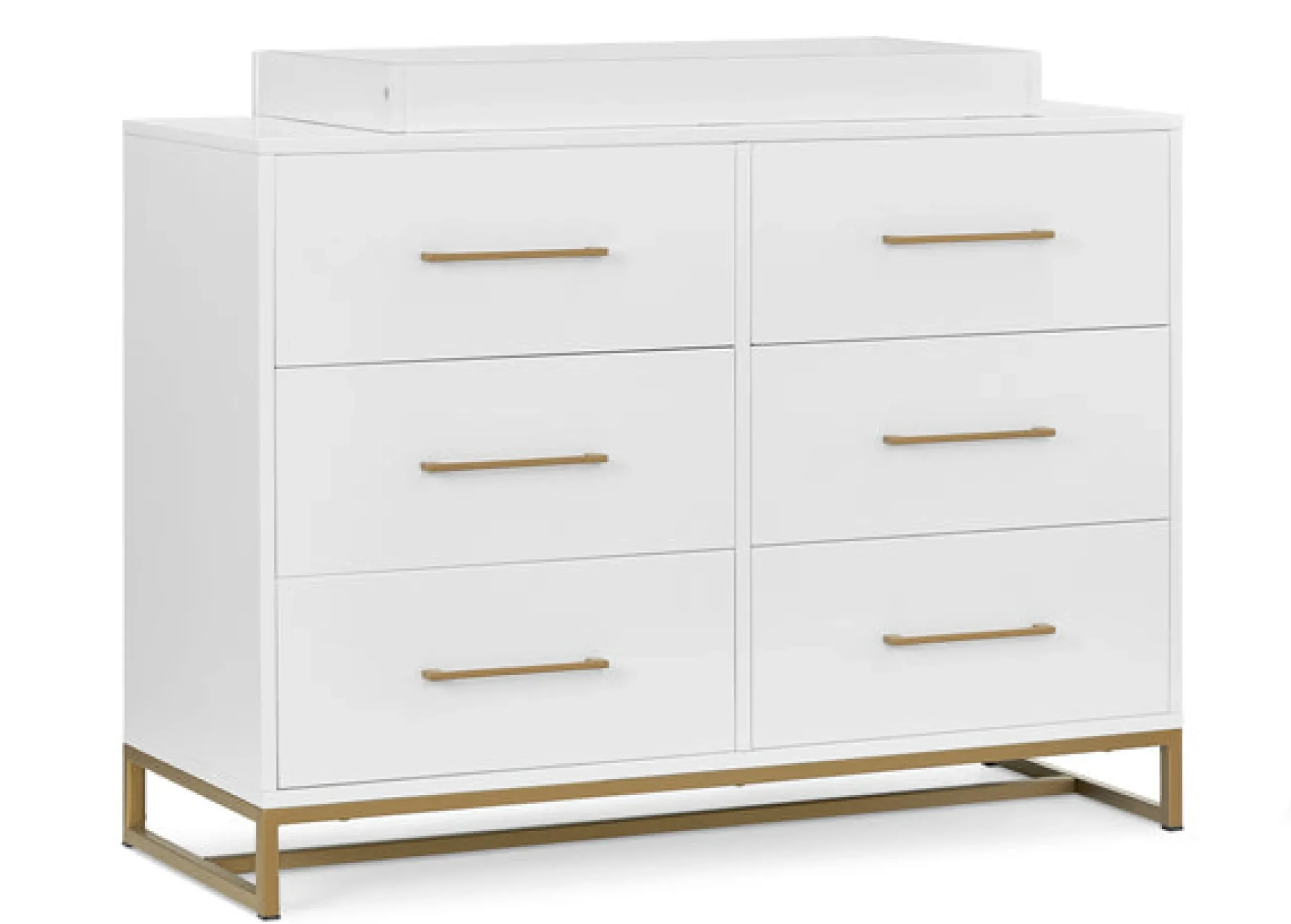 Dressers & Changing Tables|Dressers*Delta Children Jade 6 Drawer Dresser with Interlocking Drawers Bianca White with Melted Bronze (186)