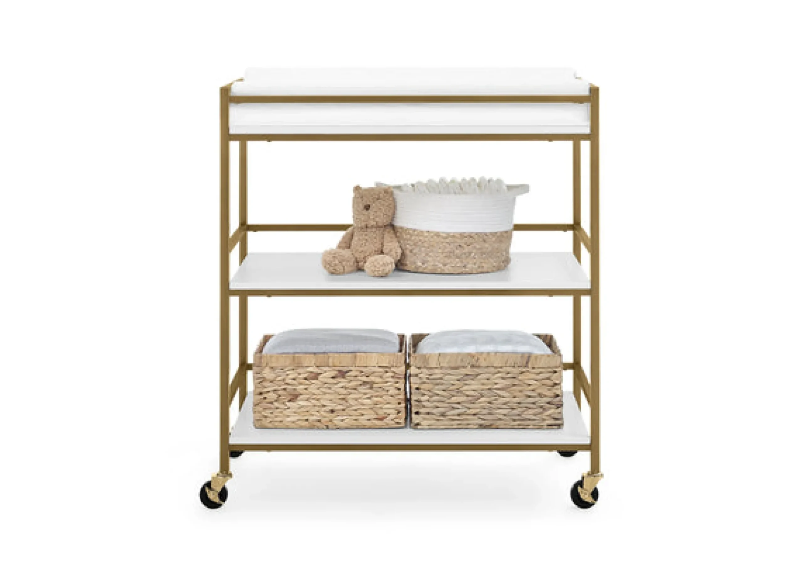 Dressers & Changing Tables|Dressers*Delta Children Jade Changing Table White Melamine with Melted Bronze (1503)