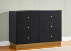 Dressers & Changing Tables|Dressers*Delta Children James 6 Drawer Dresser with Interlocking Drawers Midnight Grey with Acorn (1510)