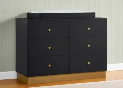 Dressers & Changing Tables|Dressers*Delta Children James 6 Drawer Dresser with Interlocking Drawers Midnight Grey with Acorn (1510)