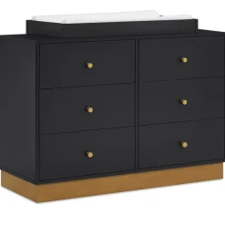 Dressers & Changing Tables|Dressers*Delta Children James 6 Drawer Dresser with Interlocking Drawers Midnight Grey with Acorn (1510)