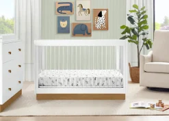 Baby Cribs*Delta Children James Acrylic 4-in-1 Convertible Crib Bianca White with Acorn (1509)