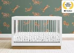 Baby Cribs*Delta Children James Acrylic 4-in-1 Convertible Crib Bianca White with Acorn (1509)