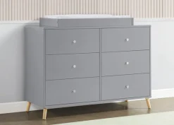 Dressers & Changing Tables|Dressers*Delta Children Jordan 6 Drawer Dresser with Interlocking Drawers Grey with Natural (1359)
