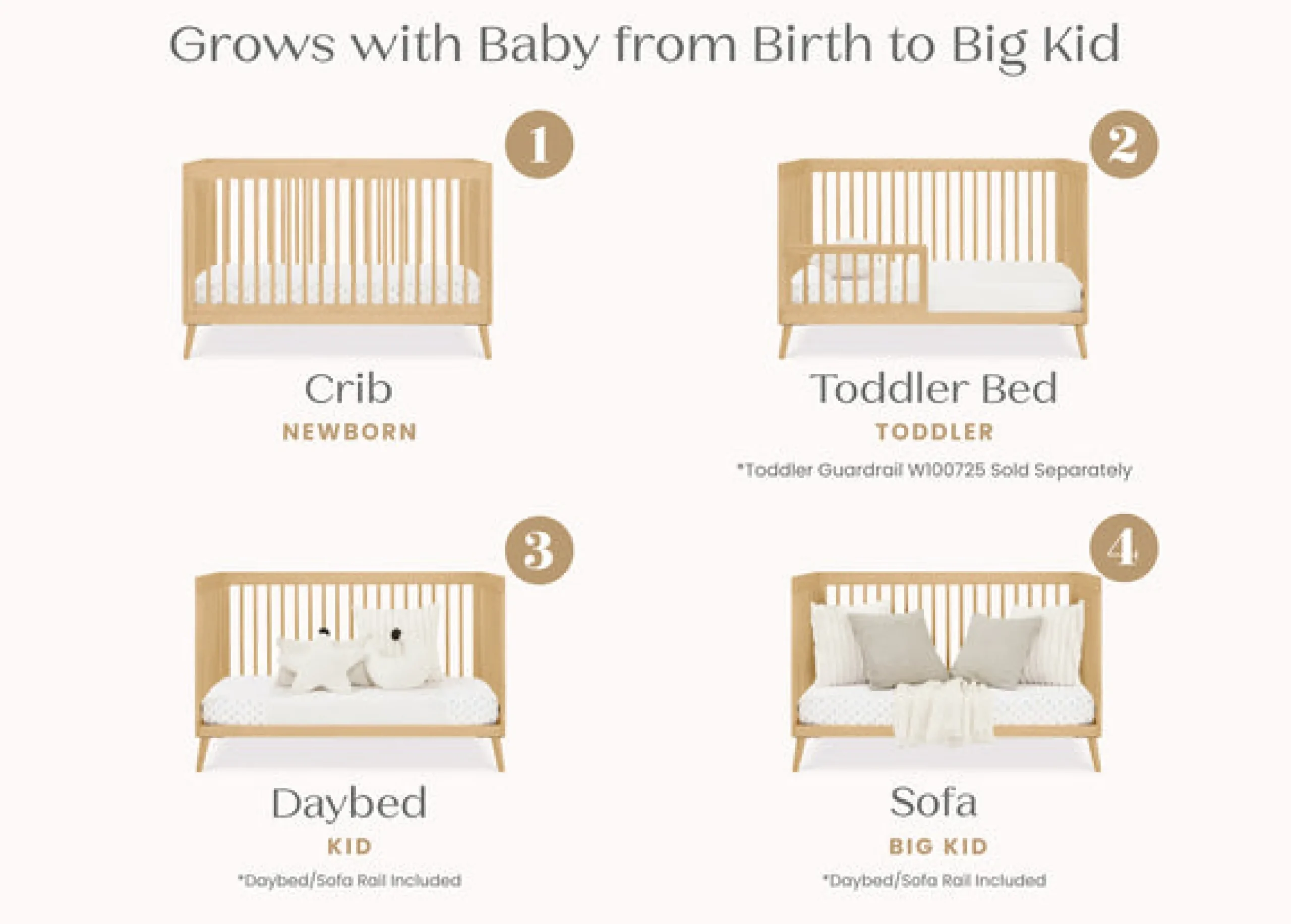 Baby Cribs*Delta Children Jordan 4-in-1 Convertible Crib Natural (746)
