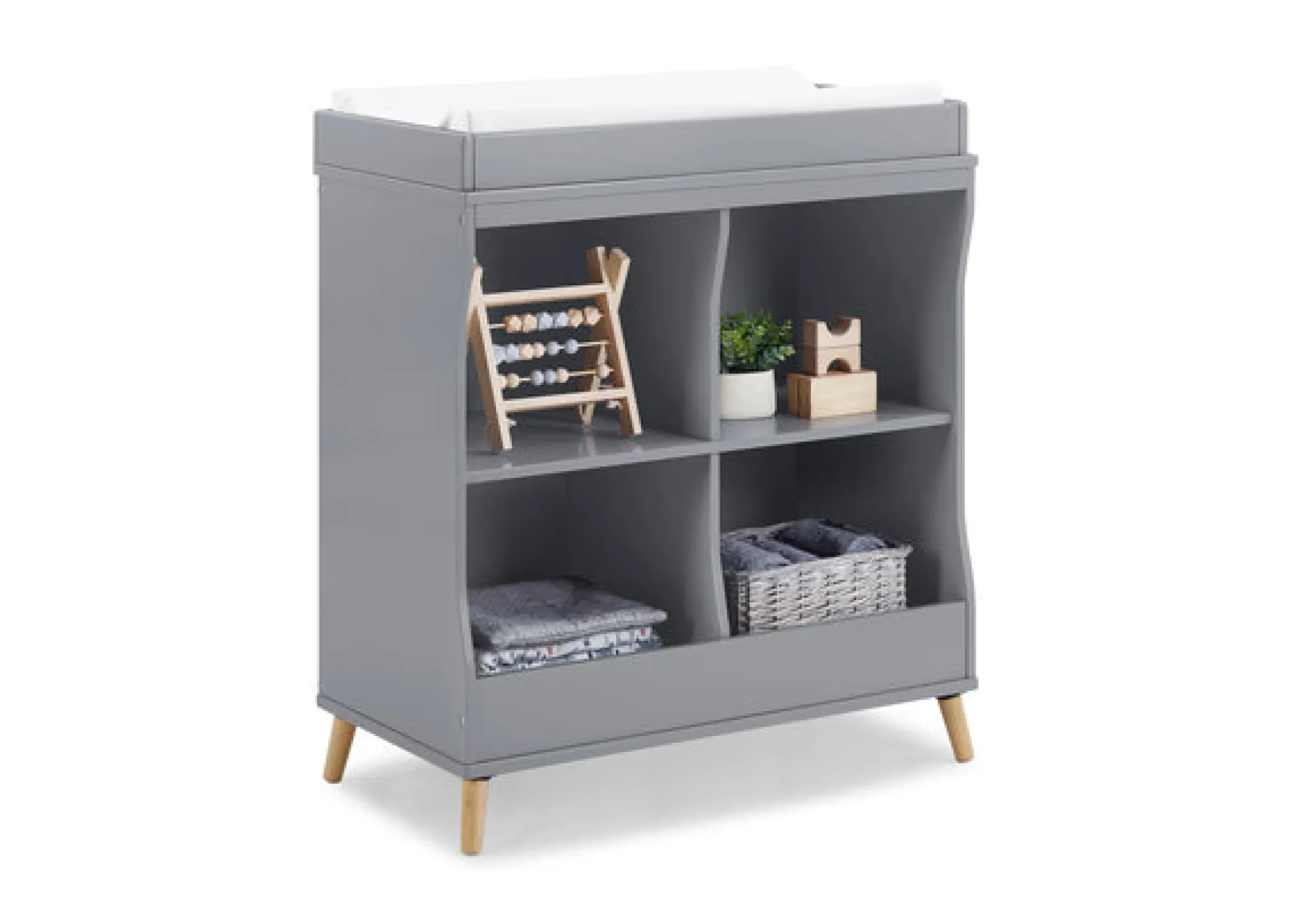 Dressers & Changing Tables|Dressers*Delta Children Jordan Storage Changing Table Grey with Natural (1359)