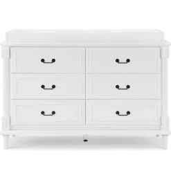 Dressers & Changing Tables|Dressers*Simmons Kids Juliette 6 Drawer Dresser with Changing Top and Interlocking Drawers Bianca White (130)