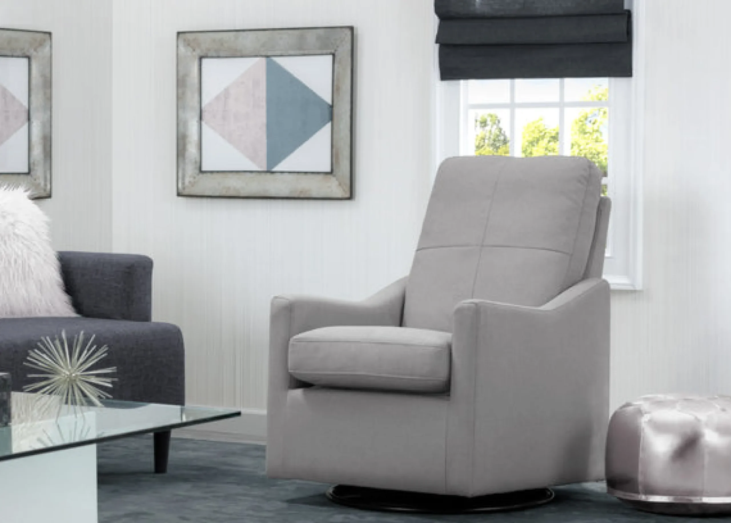 Gliders & Recliners*Delta Children Kenwood Nursery Glider Swivel Rocker Chair French Grey (1304)
