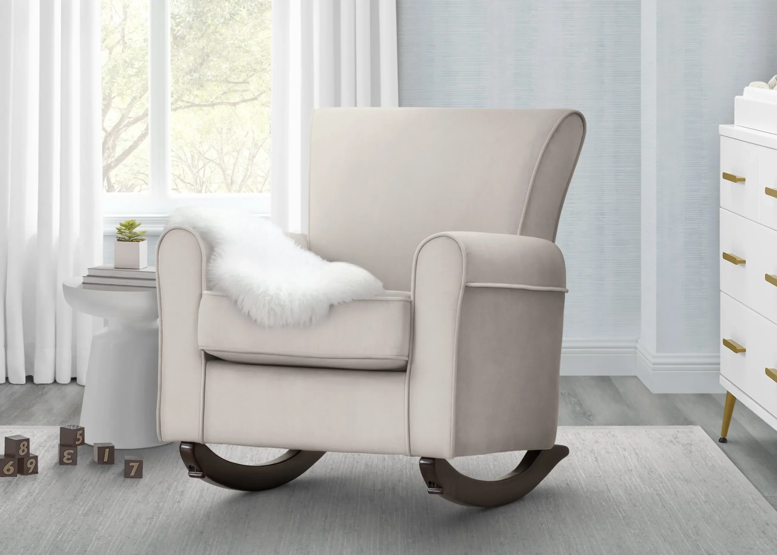 Gliders & Recliners*Delta Children Lancaster Rocking Chair featuring LiveSmart Fabric by Culp