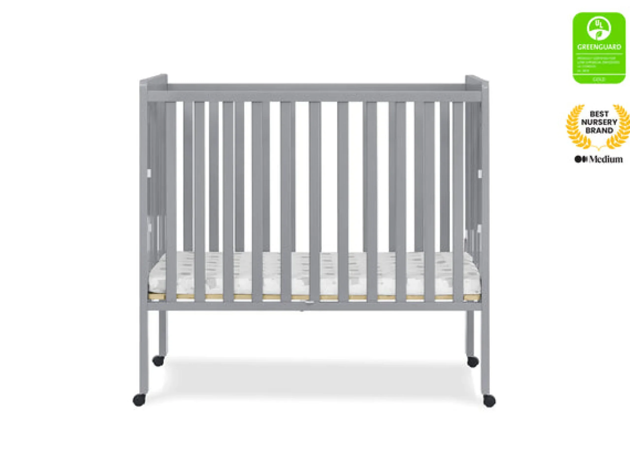 Baby Cribs*Delta Children Lee Portable Folding Mini Crib with 1.5-Inch Mattress Grey (026)