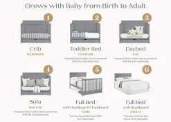 Baby Cribs*Simmons Kids Logan 6-in-1 Convertible Crib with Underdrawer Grey (026)