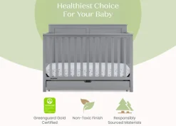 Baby Cribs*Simmons Kids Logan 6-in-1 Convertible Crib with Underdrawer Grey (026)