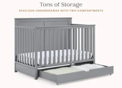 Baby Cribs*Simmons Kids Logan 6-in-1 Convertible Crib with Underdrawer Grey (026)