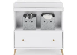 Dressers & Changing Tables|Dressers*Delta Children Madison Convertible Changing Table with Drawer Bianca White with Natural (123)