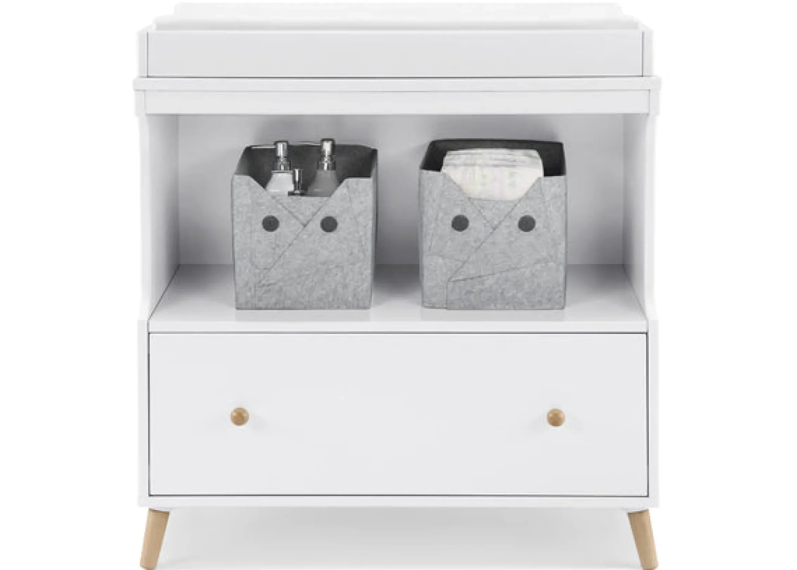 Dressers & Changing Tables|Dressers*Delta Children Madison Convertible Changing Table with Drawer Bianca White with Natural (123)
