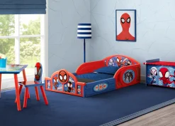 Toddler Beds|Table & Chair Sets*Delta Children Marvel Spidey and His Amazing Friends 4-Piece Toddler Room-in-a-Box Set – Includes Sleep and Play Toddler Bed, Table, 1 Chair and Toy Box