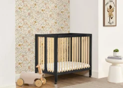 Baby Cribs*Delta Children Mia Portable Folding Mini Crib with 1.5-Inch Mattress Ebony with Natural (1482)