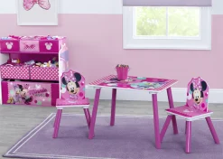 Table & Chair Sets|Table & Chair Sets*Delta Children Minnie Mouse 4-Piece Playroom Solution – Set Includes Table and 2 Chairs and 6-Bin Toy Organizer