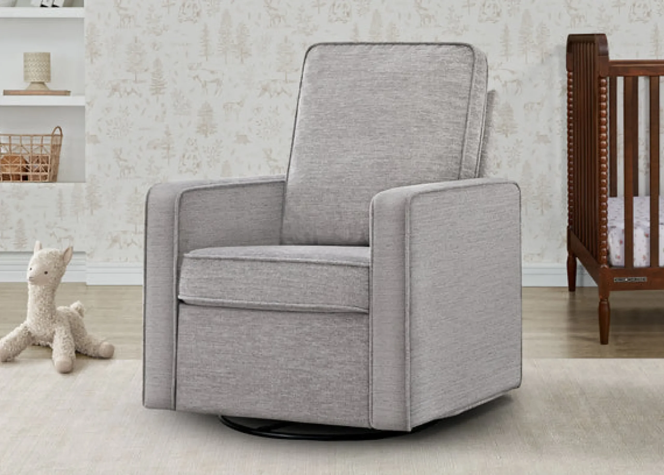 Gliders & Recliners*Delta Children Noah Upholstered Swivel Glider Frost Grey (1543)