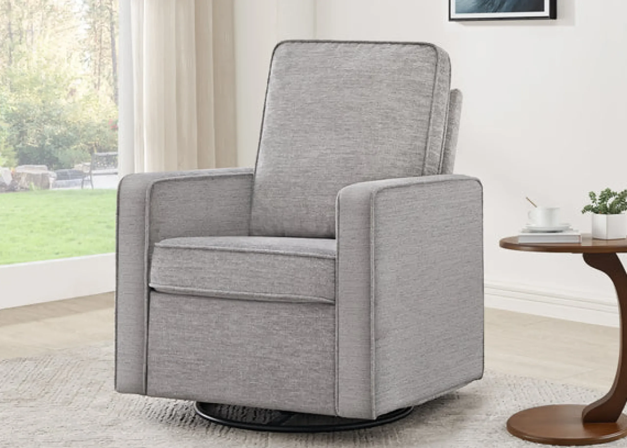 Gliders & Recliners*Delta Children Noah Upholstered Swivel Glider Frost Grey (1543)