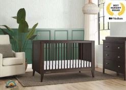 Baby Cribs*Delta Children Ollie 4-in-1 Convertible Crib Walnut Espresso (1324)