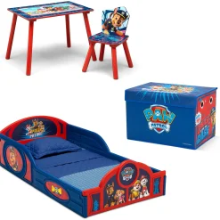 Toddler Beds|Table & Chair Sets*Delta Children Paw Patrol 4-Piece Toddler Room-In-A-Box Set – Includes Sleep And Play Toddler Bed, Table, 1 Chair And Fabric Toy Box