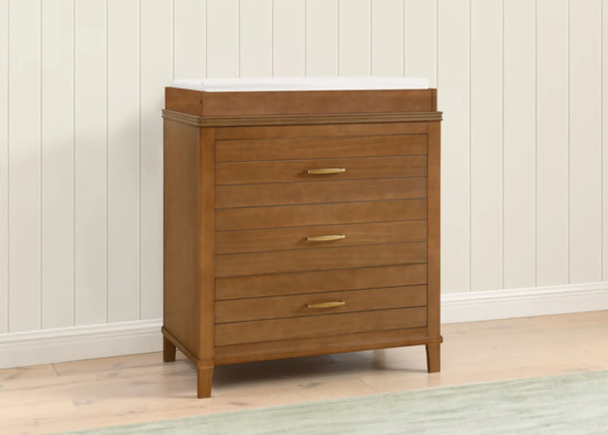 Dressers & Changing Tables|Dressers*Delta Children Phoebe 3 Drawer Dresser with Interlocking Drawers Chestnut (836)