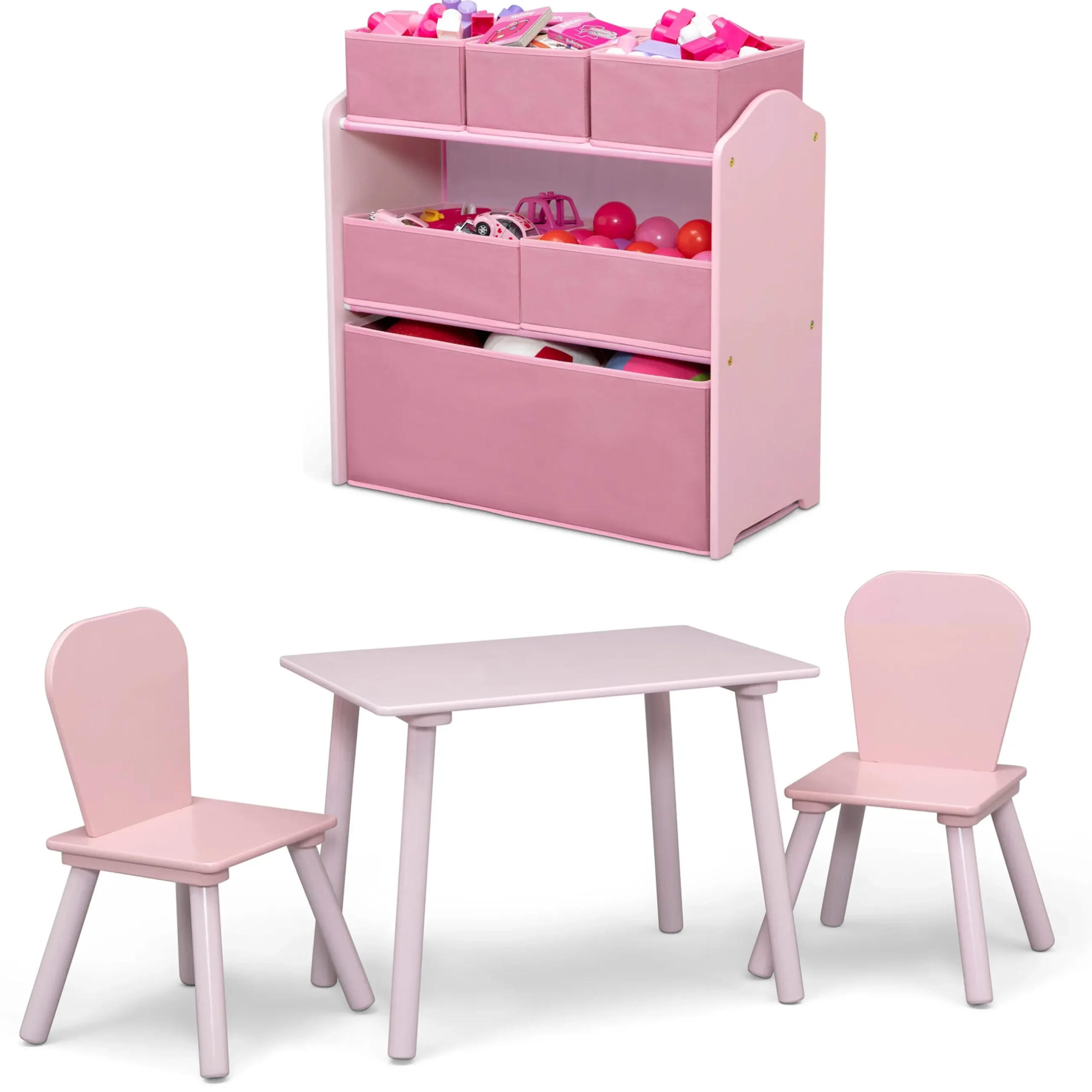 Table & Chair Sets|Table & Chair Sets*Delta Children 4-Piece Toddler Playroom Set – Includes Play Table with Dry Erase Tabletop and 6 Bin Toy Organizer with Reusable Vinyl Cling Stickers