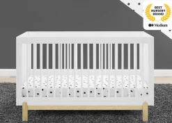 Baby Cribs*Delta Children Poppy 4-in-1 Convertible Crib Bianca White with Natural (123)