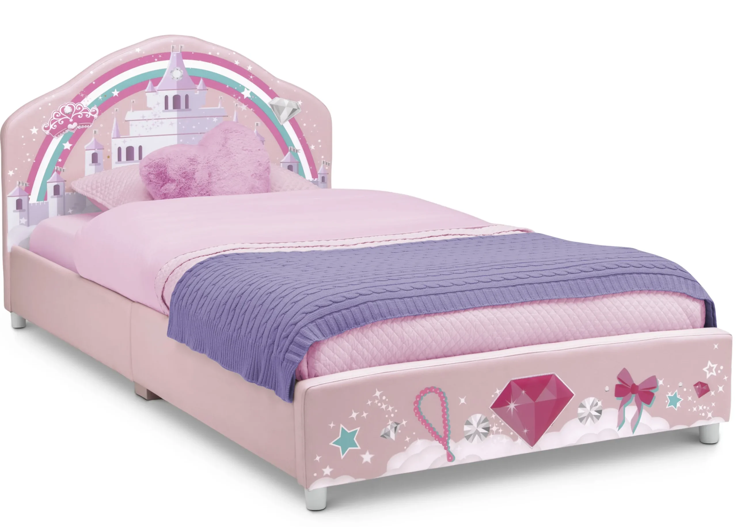 Twin Beds*Delta Children Princess Upholstered Twin Bed