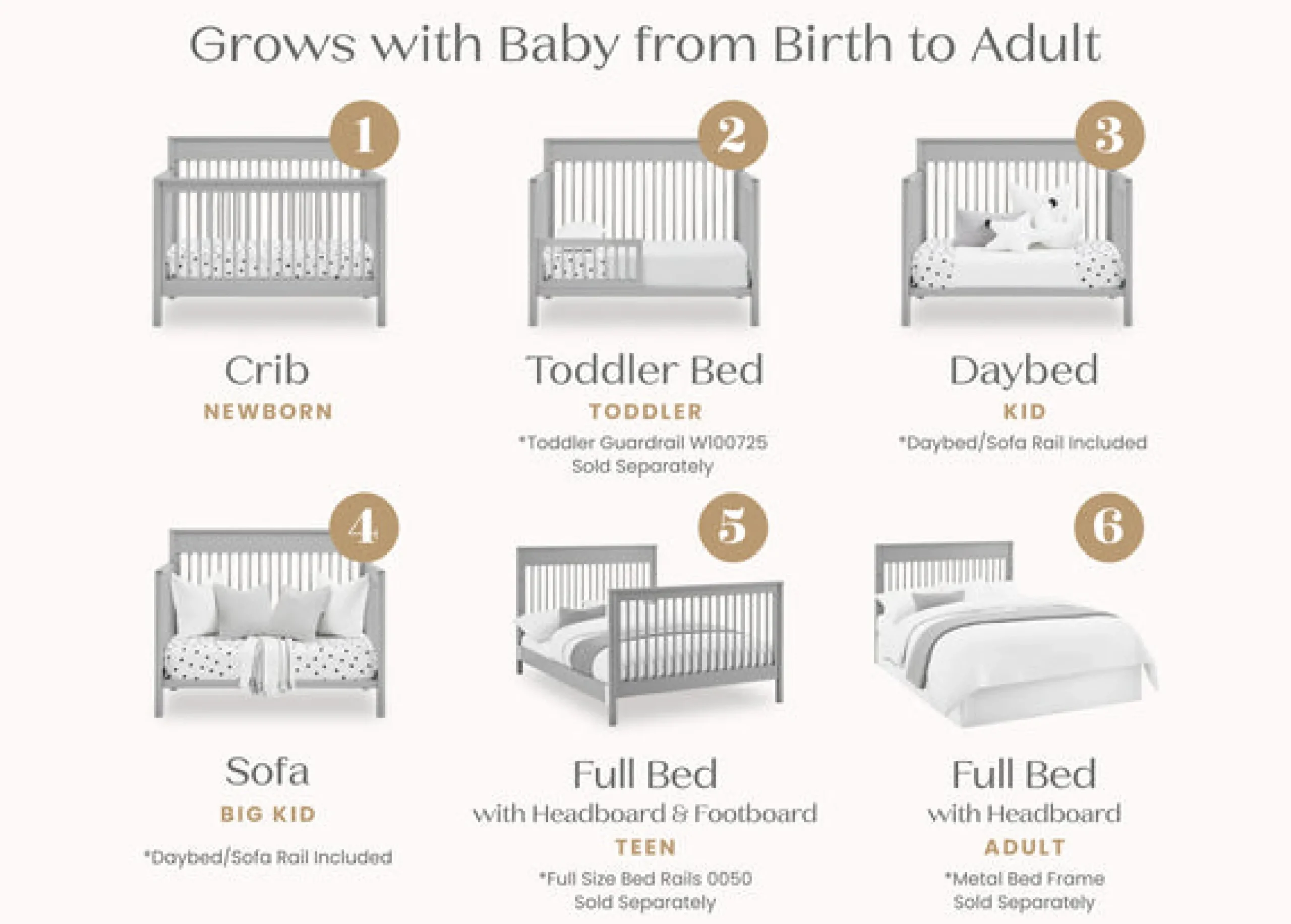 Baby Cribs*Delta Children Remy 6-in-1 Convertible Crib Grey (026)