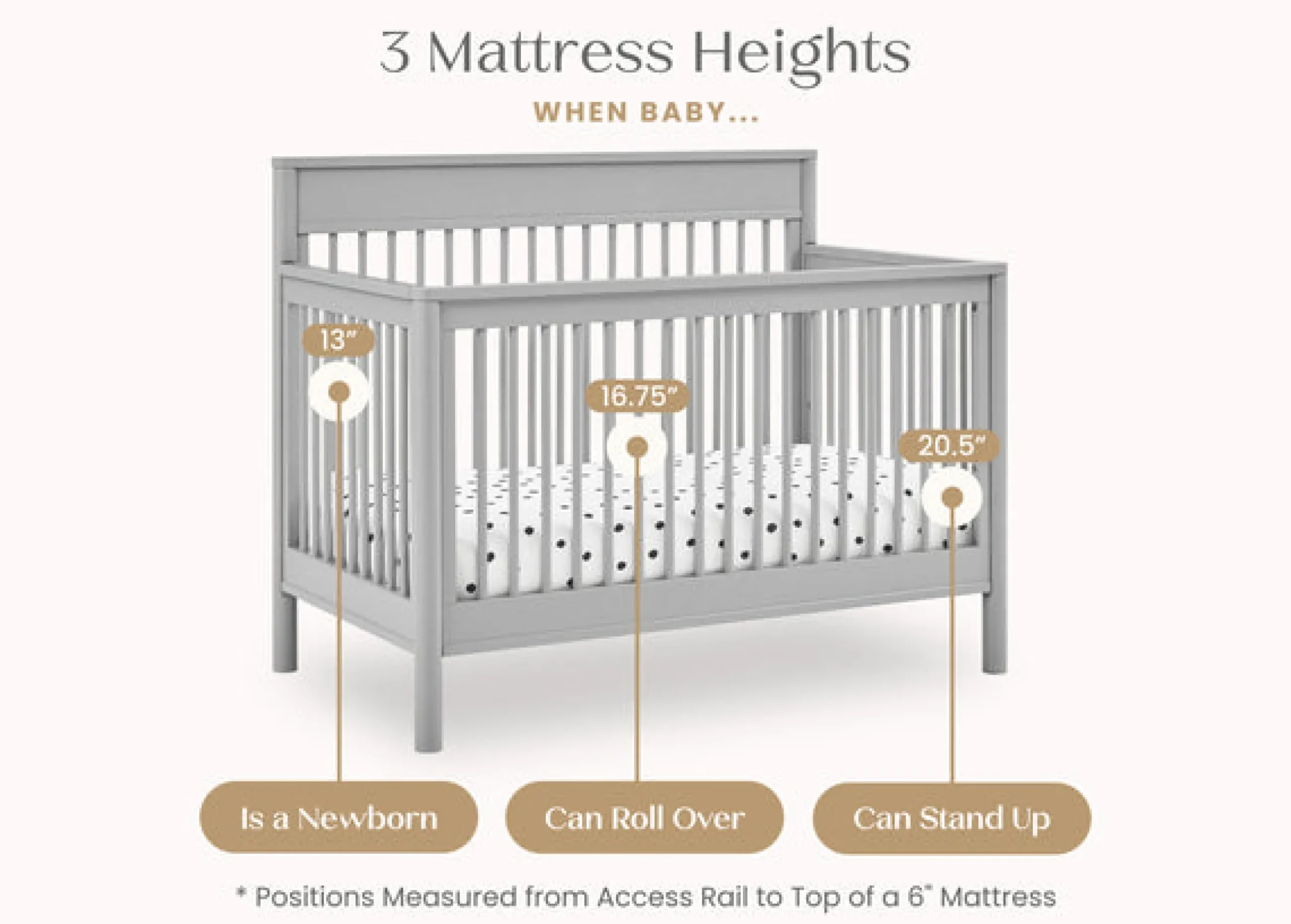 Baby Cribs*Delta Children Remy 6-in-1 Convertible Crib Grey (026)