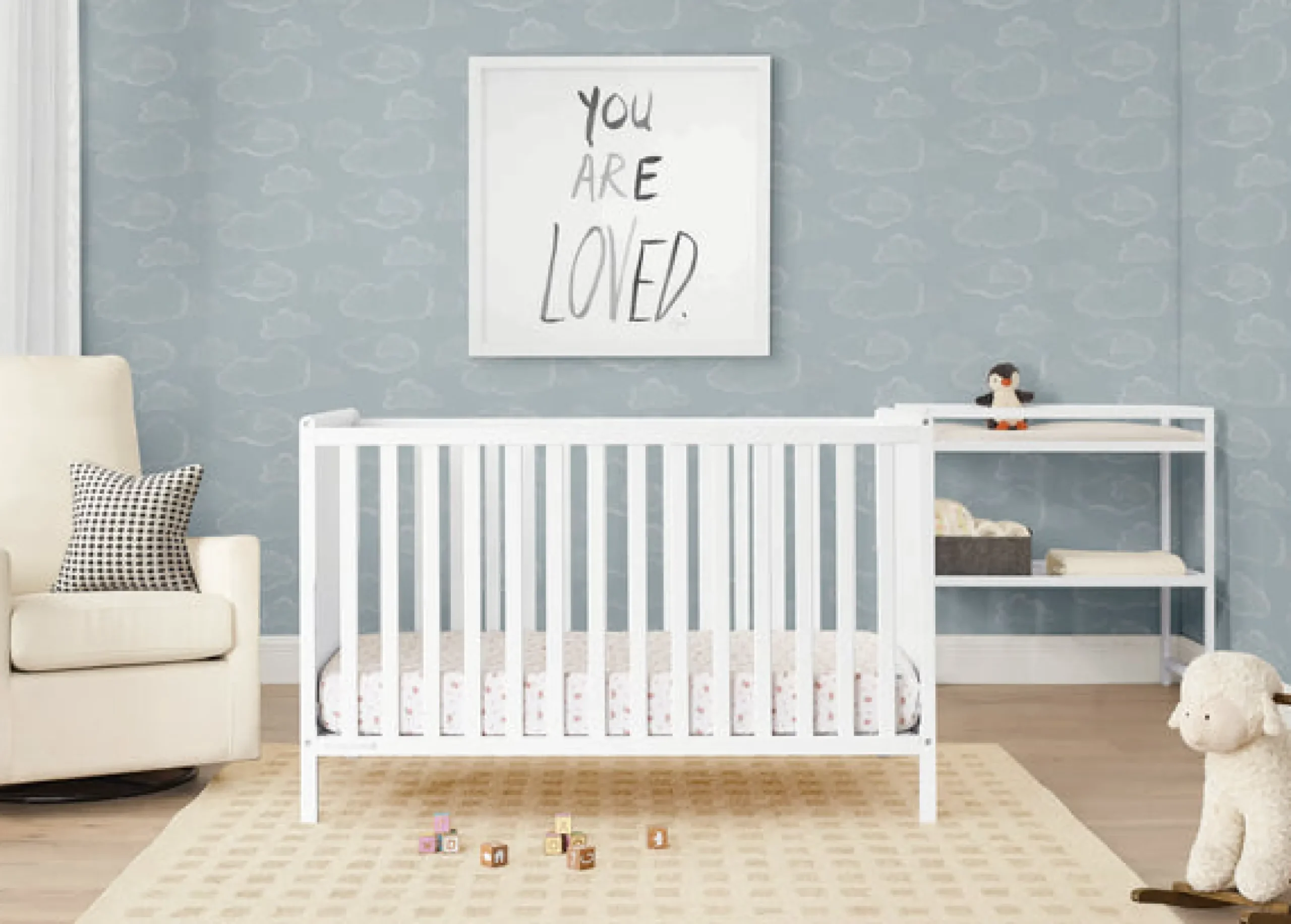 Baby Cribs*Delta Children Ruby 6-in-1 Convertible Crib & Changing Table 2-Piece Set Bianca White (130)