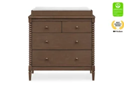 Dressers & Changing Tables|Dressers*Delta Children Saint 4 Drawer Dresser with Changing Top and Interlocking Drawers Teak Brown (1526)