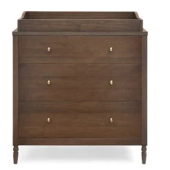Dressers & Changing Tables|Dressers*Delta Children Serena 3 Drawer Dresser with Changing Top and Interlocking Drawers Teak Brown (1526)