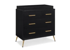 Dressers & Changing Tables|Dressers*Delta Children Sloane 4 Drawer Dresser with Changing Top and Interlocking Drawers Ebony with Melted Bronze (1500)