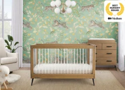 Baby Cribs*Delta Children Sloane 4-in-1 Acrylic Convertible Crib Acorn with Matte Black (786)