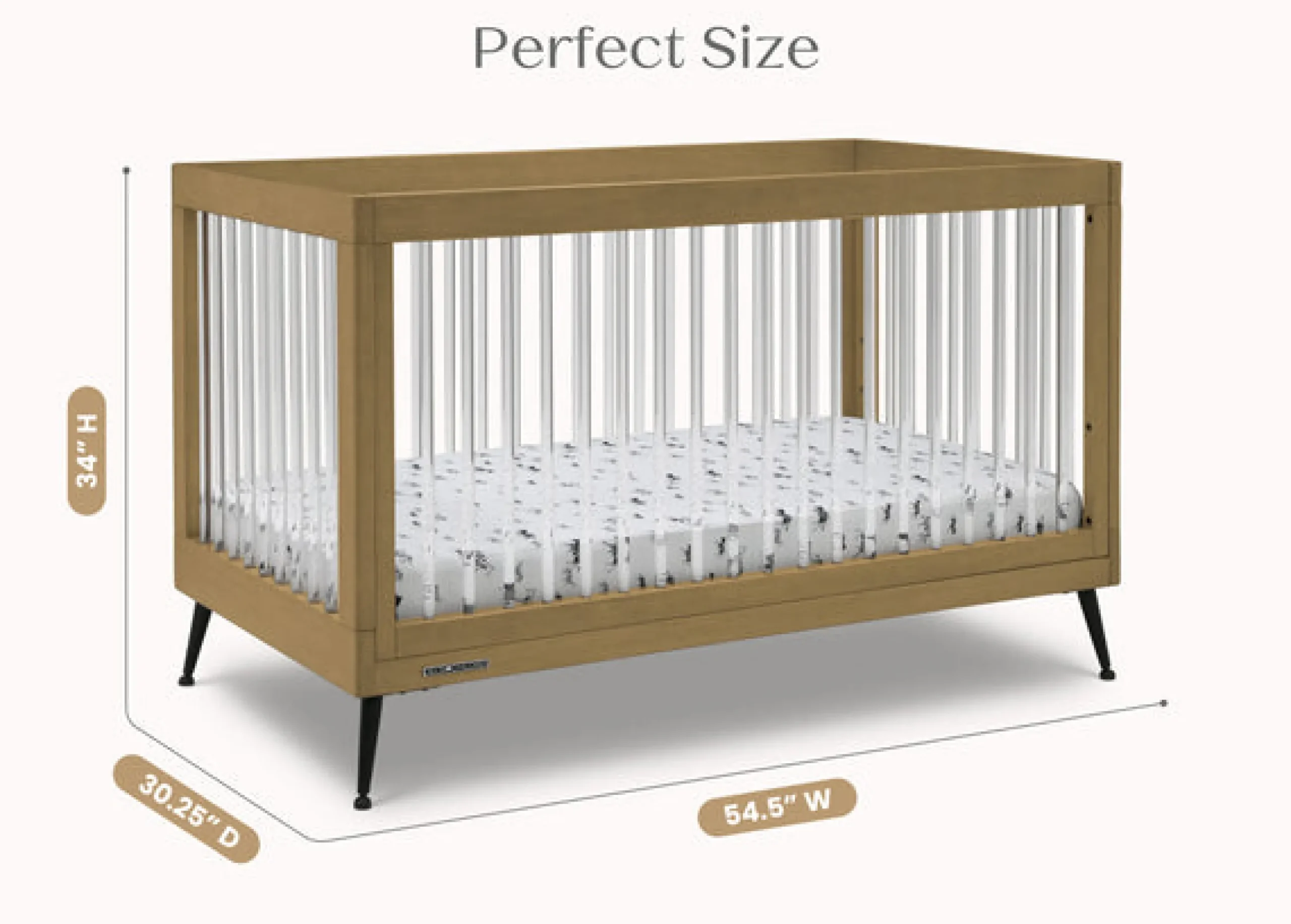 Baby Cribs*Delta Children Sloane 4-in-1 Acrylic Convertible Crib Acorn with Matte Black (786)