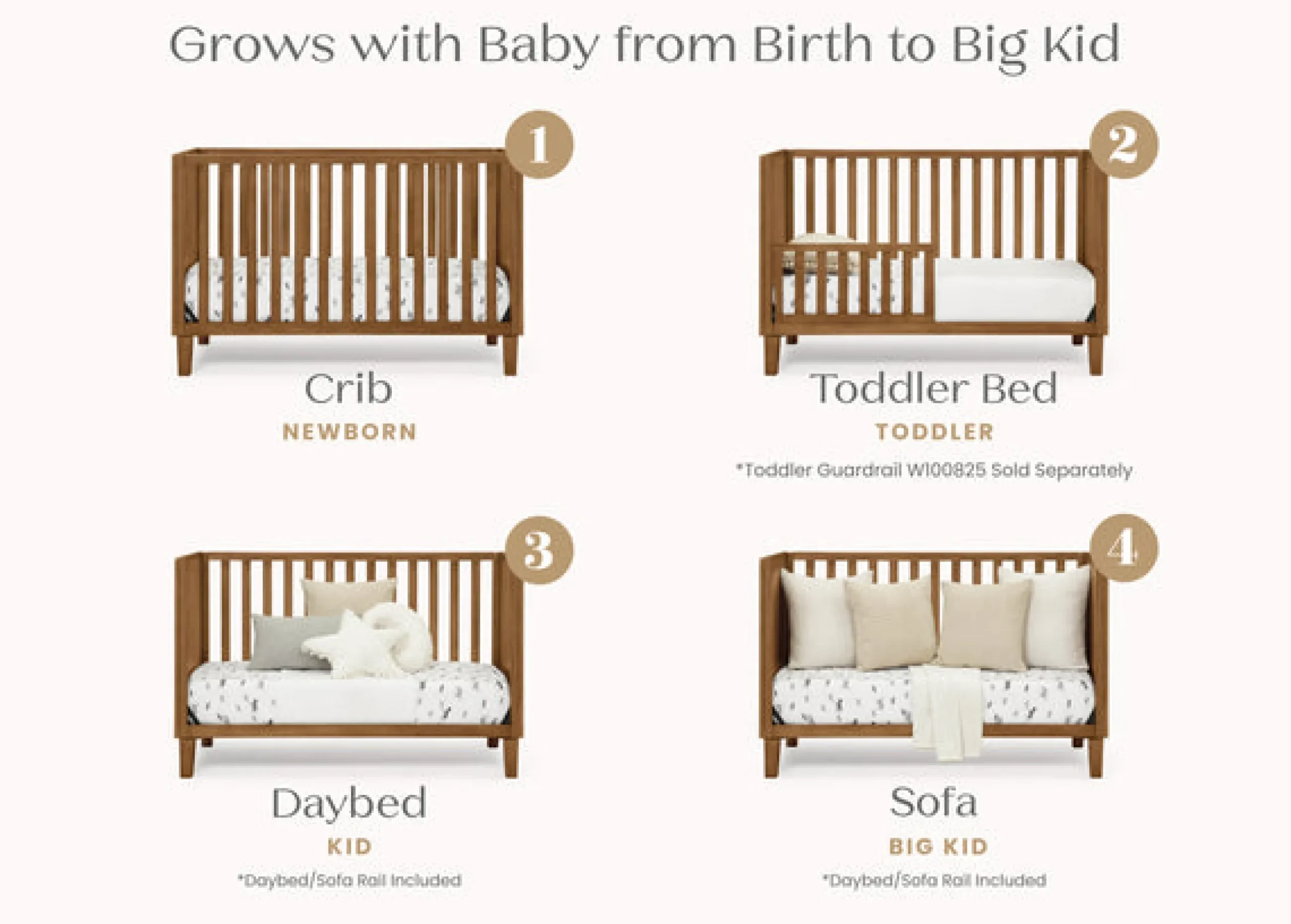 Baby Cribs*Delta Children Sonny 4-in-1 Convertible Crib Chestnut (836)