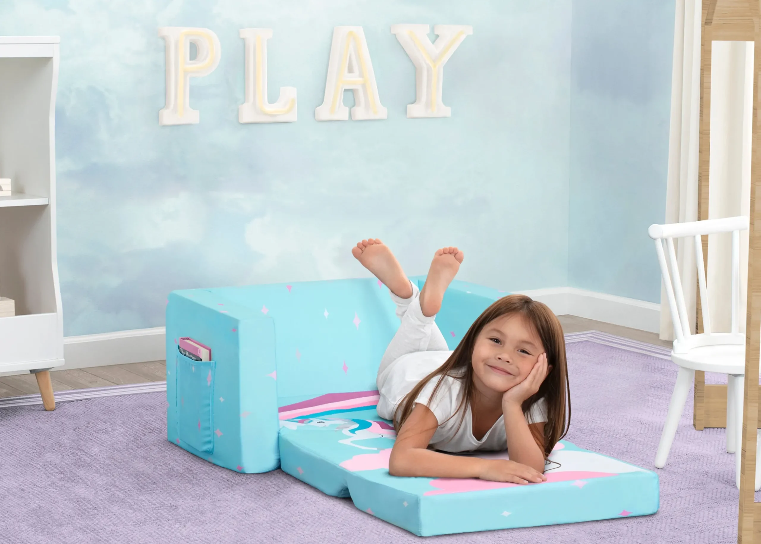 Kids’ Chairs*Delta Children Unicorn Cozee Flip Out Chair - 2-in-1 Convertible Chair to Lounger for Kids