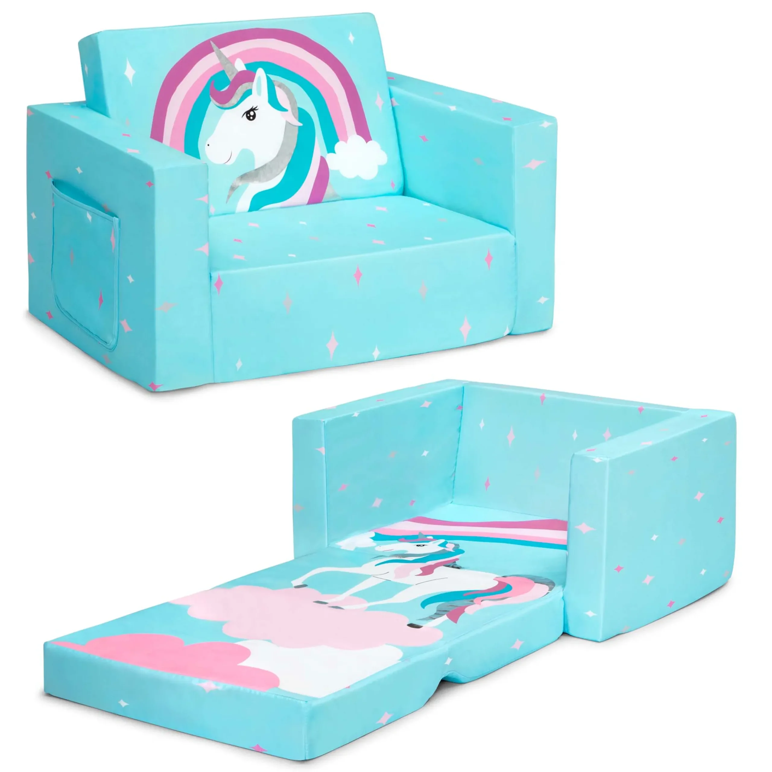 Kids’ Chairs*Delta Children Unicorn Cozee Flip Out Chair - 2-in-1 Convertible Chair to Lounger for Kids