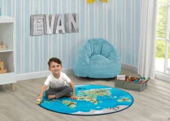 Play Rugs*Delta Children World Map Round Area Rug for Kids, 39-Inch