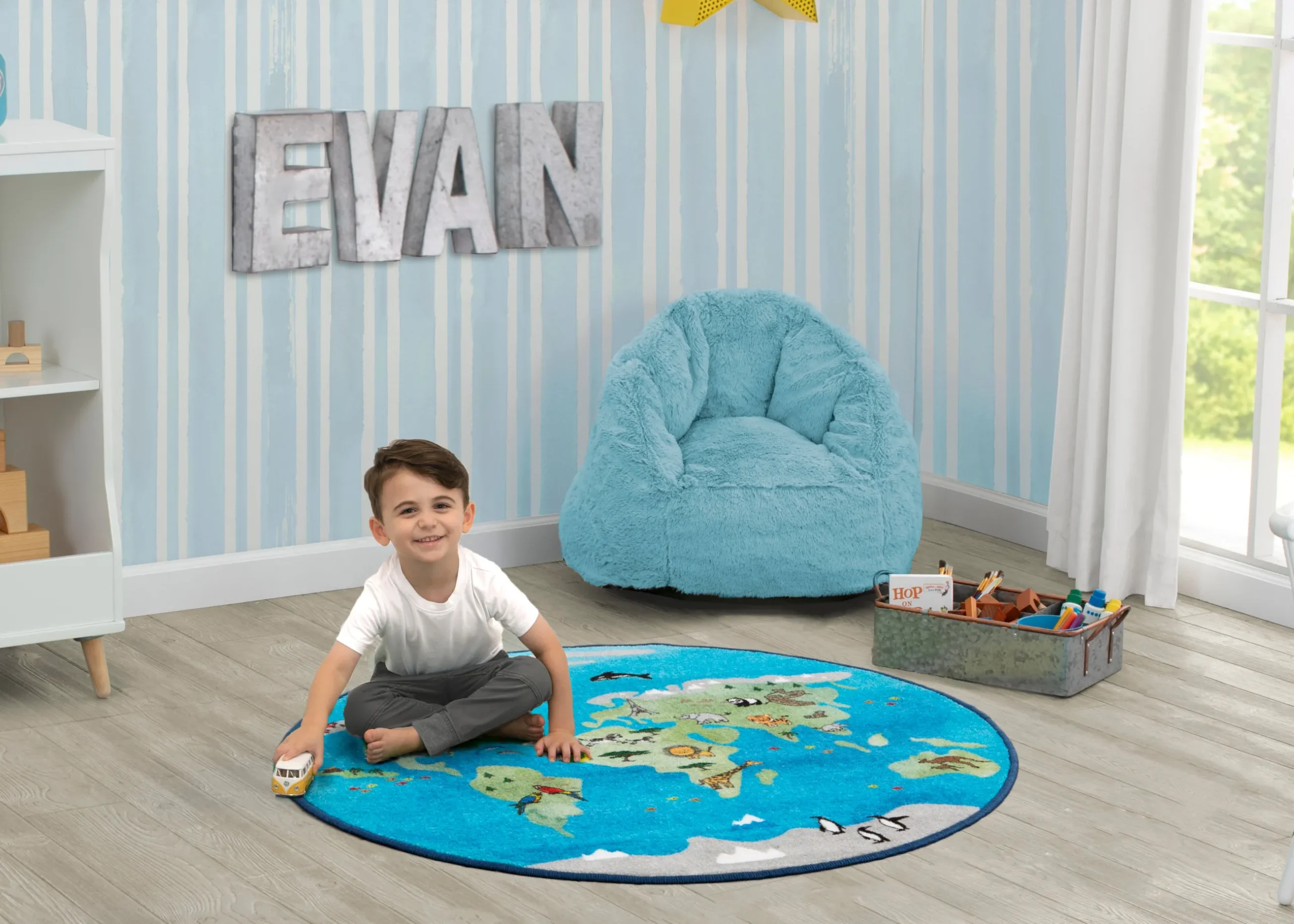 Play Rugs*Delta Children World Map Round Area Rug for Kids, 39-Inch