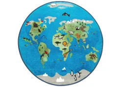 Play Rugs*Delta Children World Map Round Area Rug for Kids, 39-Inch