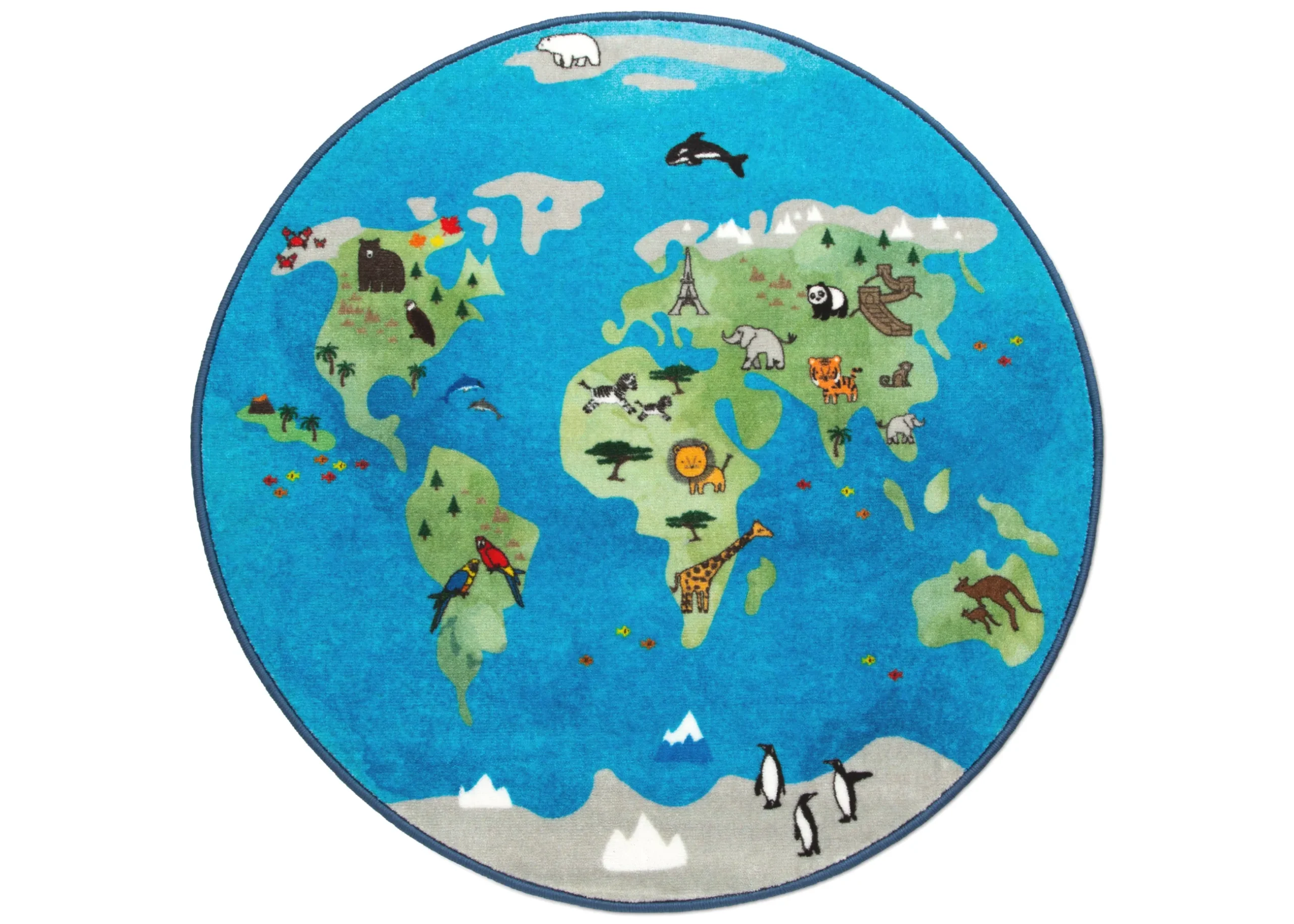 Play Rugs*Delta Children World Map Round Area Rug for Kids, 39-Inch